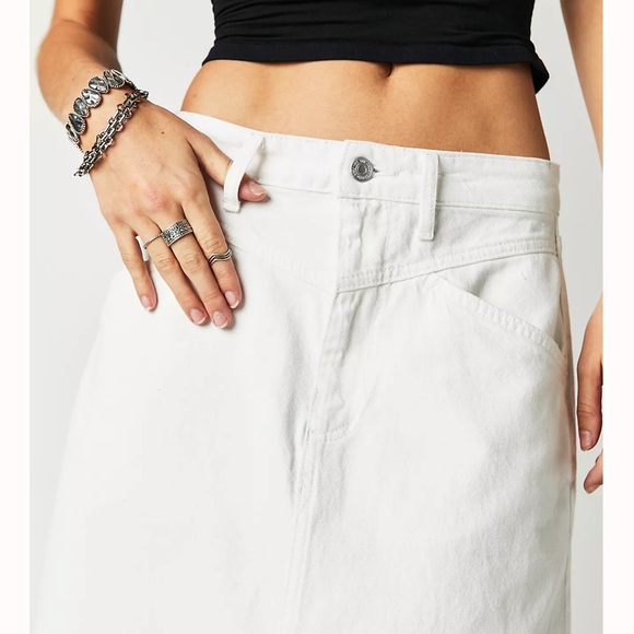 Free People White Maxi Skirt with Cream Crochet Top Styling. Skirt only - Picture 3 of 8
